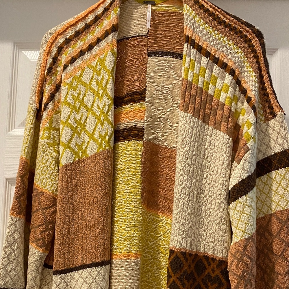 Free People Multicolor Patchwork Cardigan